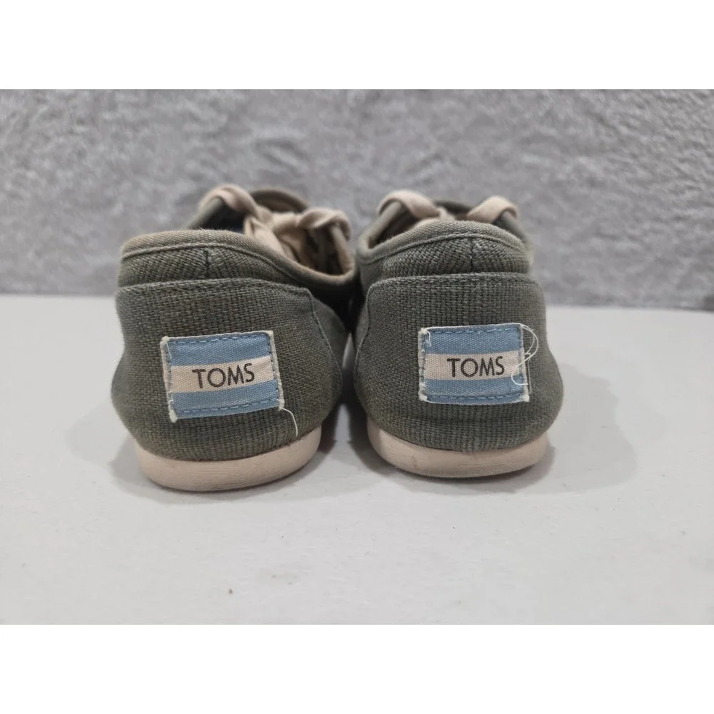 TOMS Green Canvas‎ Lace-Up Sneaker womans Sz 7 Round Toe Casual Shoes
